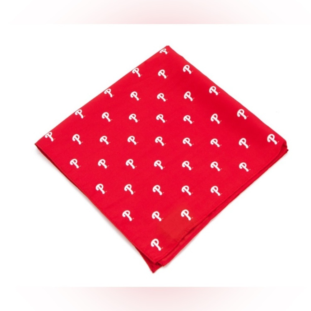 NEW - Philadelphia Phillies Kerchief Pocket Square. Red. 19x19